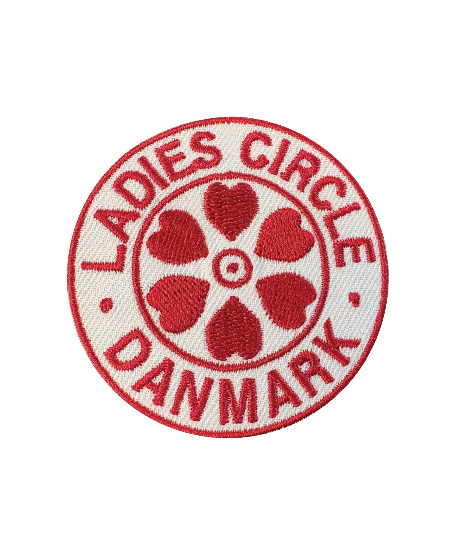 Broderet emblem med strygebagside Ø60 mm.