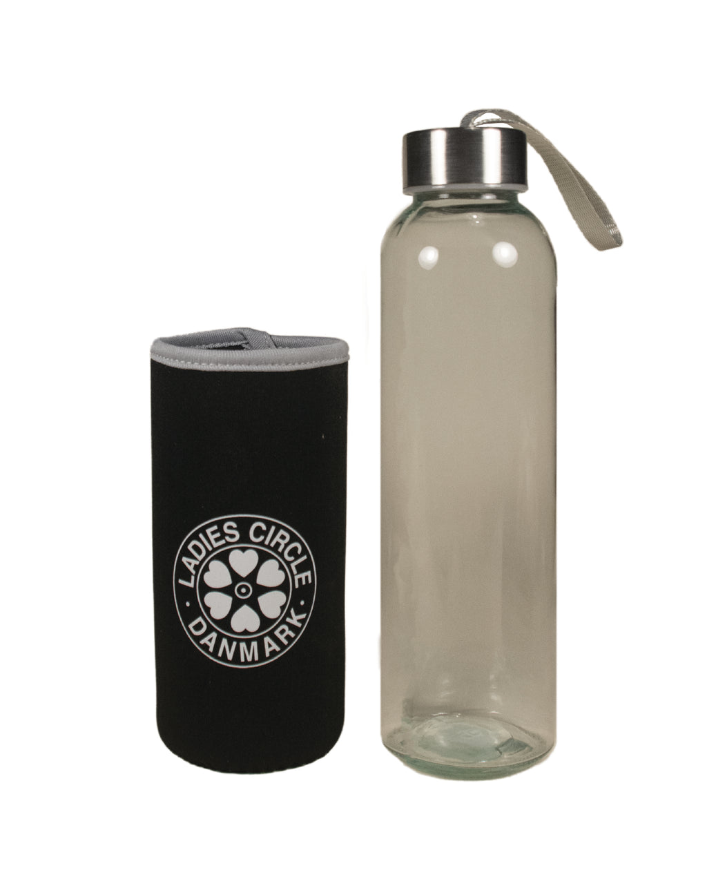 Drikkedunk i glas med neopren hylster